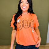 Boo Ghost Halloween Graphic Tee - Heather Orange