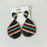 Serape Beaded Earrings - Black - Lace and Grace Boutique