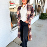Multi Plaid Printed Button Detail Long Coat - Ginger Combo