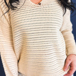 Open-Knit Button Detail Sweater - Natural - Lace and Grace Boutique