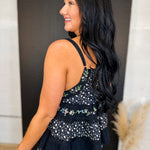 POL Floral Embroidered Flared Tank Top - Black - Lace and Grace Boutique