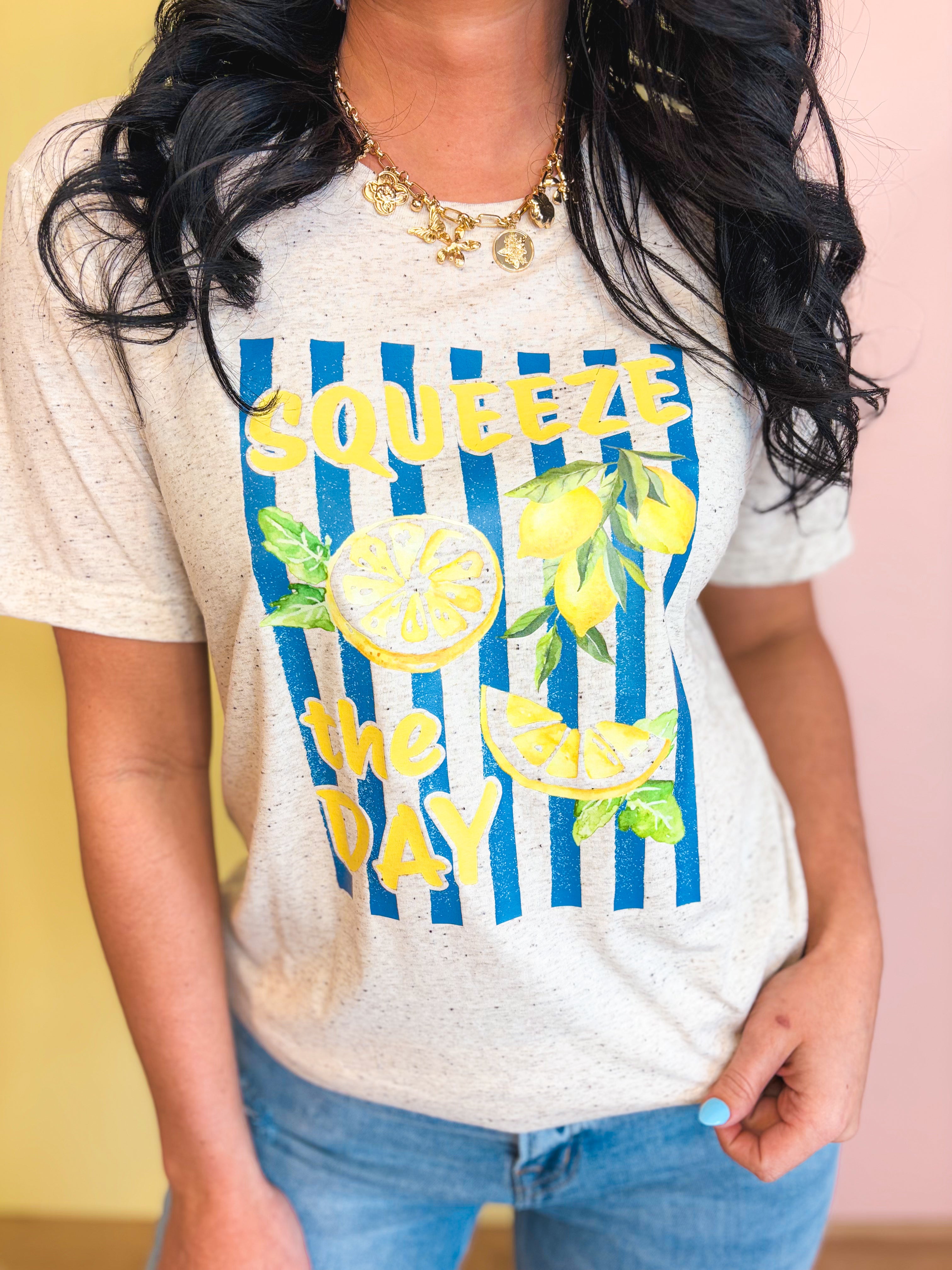 Squeeze The Day Graphic Tee - Oatmeal - Lace and Grace Boutique