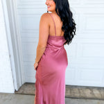 Lace Detail Side Slit Maxi Dress - Antique Rose - Lace and Grace Boutique