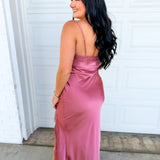 Lace Detail Side Slit Maxi Dress - Antique Rose - Lace and Grace Boutique