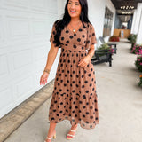 Sweet Like Mocha Midi Polka Dot Dress