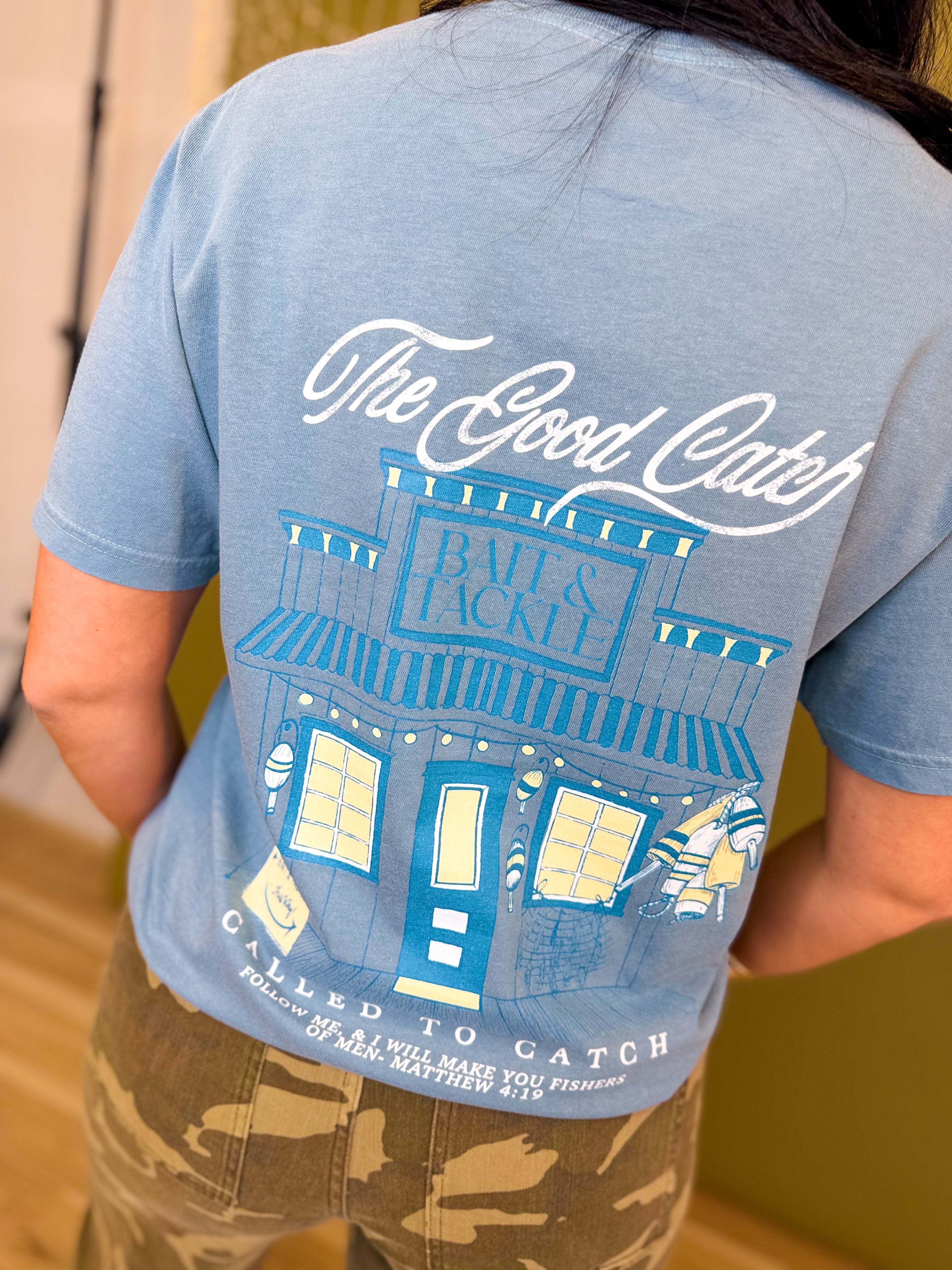 The Good Catch Graphic Tee - Indigo Blue - Lace and Grace Boutique