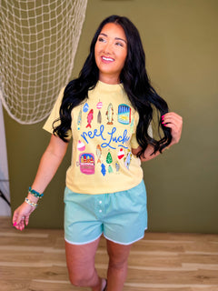 Reel Lucky Graphic Tee - Butter - Lace and Grace Boutique
