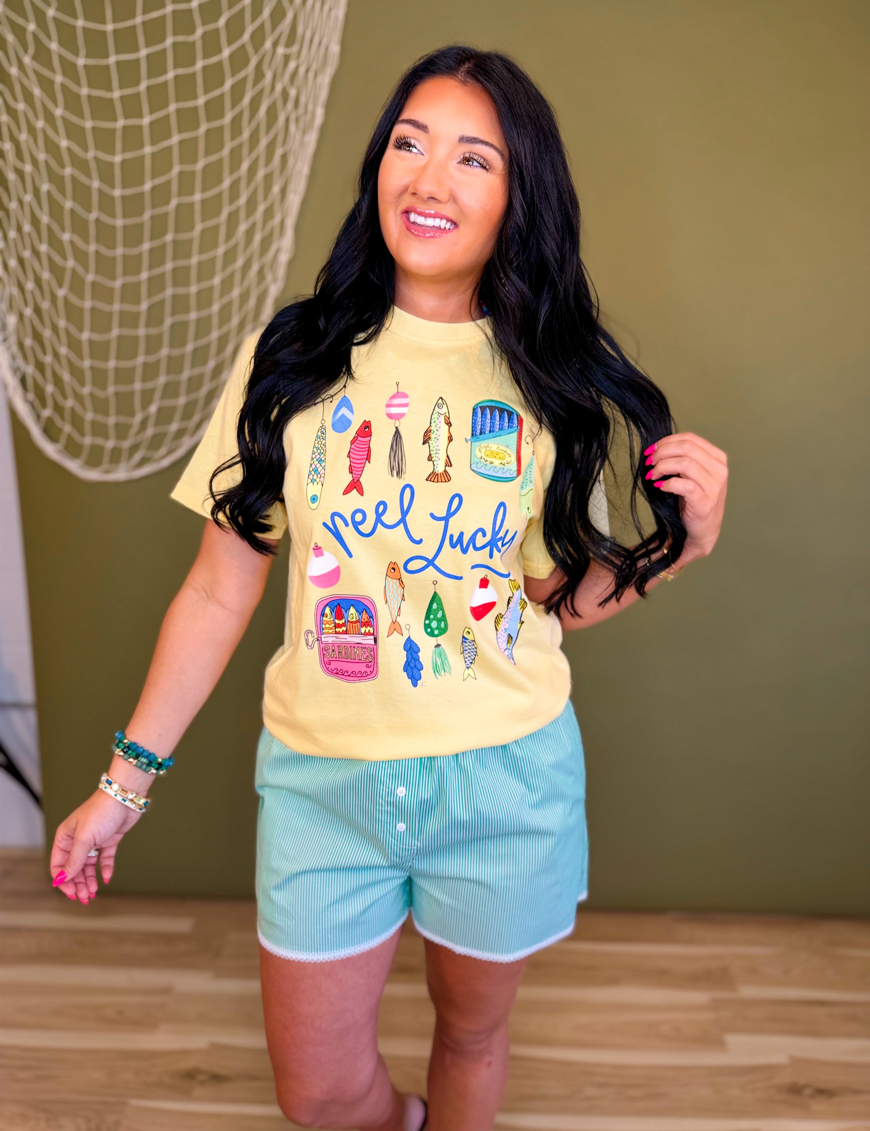 Reel Lucky Graphic Tee - Butter - Lace and Grace Boutique