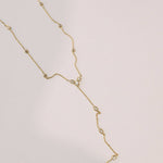 Crystal Accent Dainty Chain Lariat Necklace - Lace and Grace Boutique