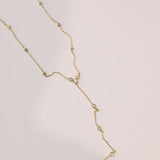Crystal Accent Dainty Chain Lariat Necklace - Lace and Grace Boutique