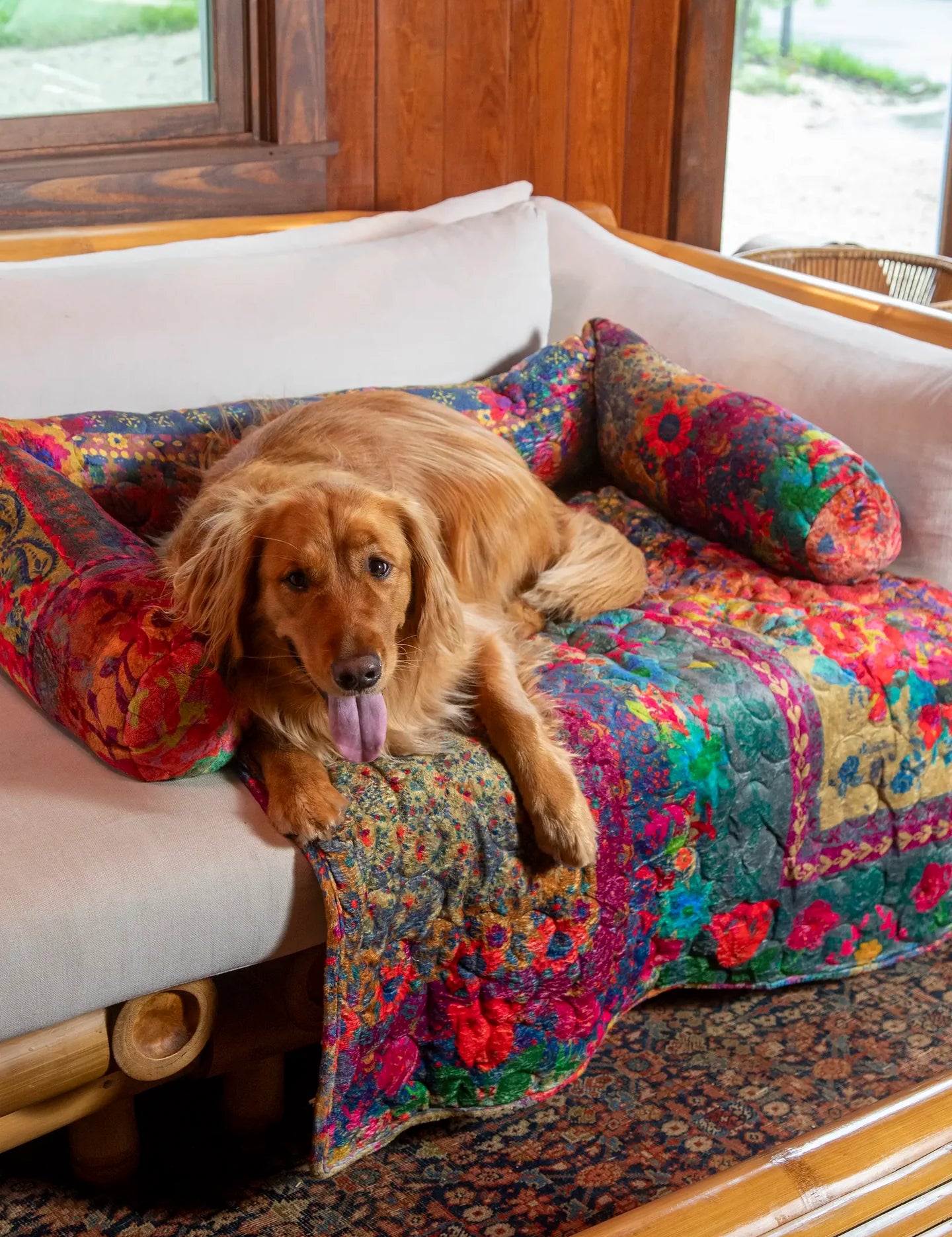 Natural Life Sofa Pet Bed - Rainbow Bandana Patchwork - Lace and Grace Boutique
