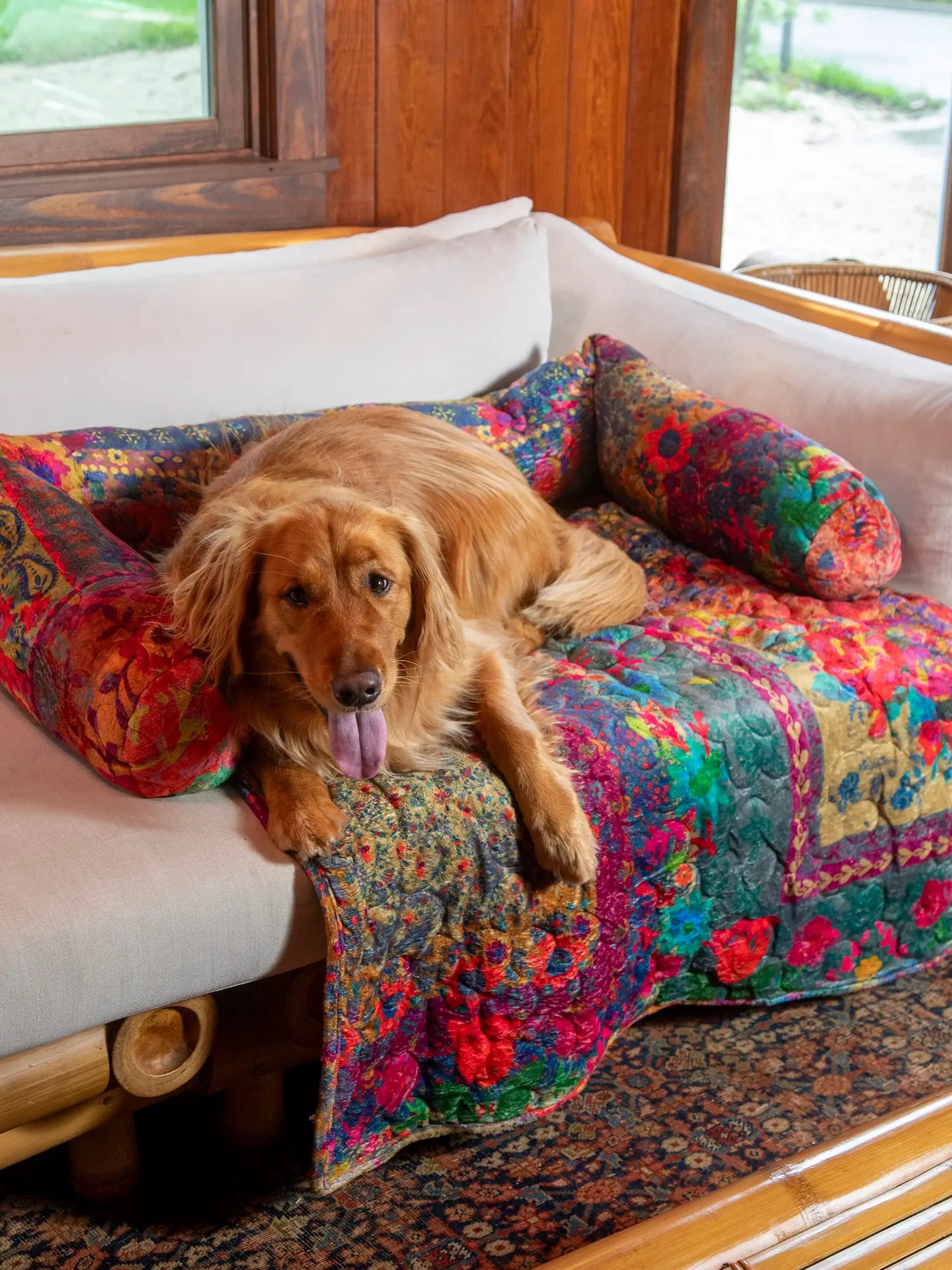 Natural Life Sofa Pet Bed - Rainbow Bandana Patchwork - Lace and Grace Boutique