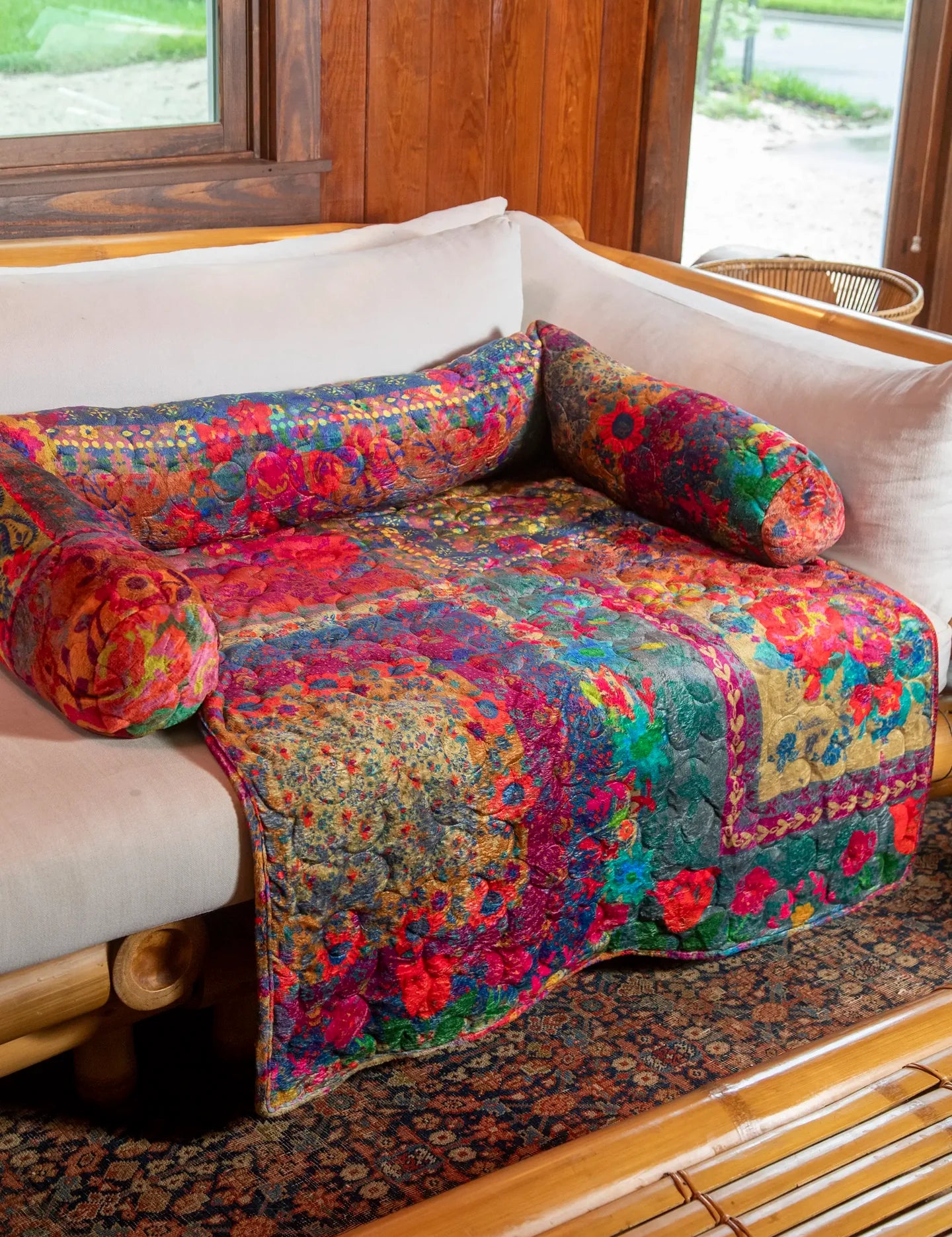 Natural Life Sofa Pet Bed - Rainbow Bandana Patchwork - Lace and Grace Boutique