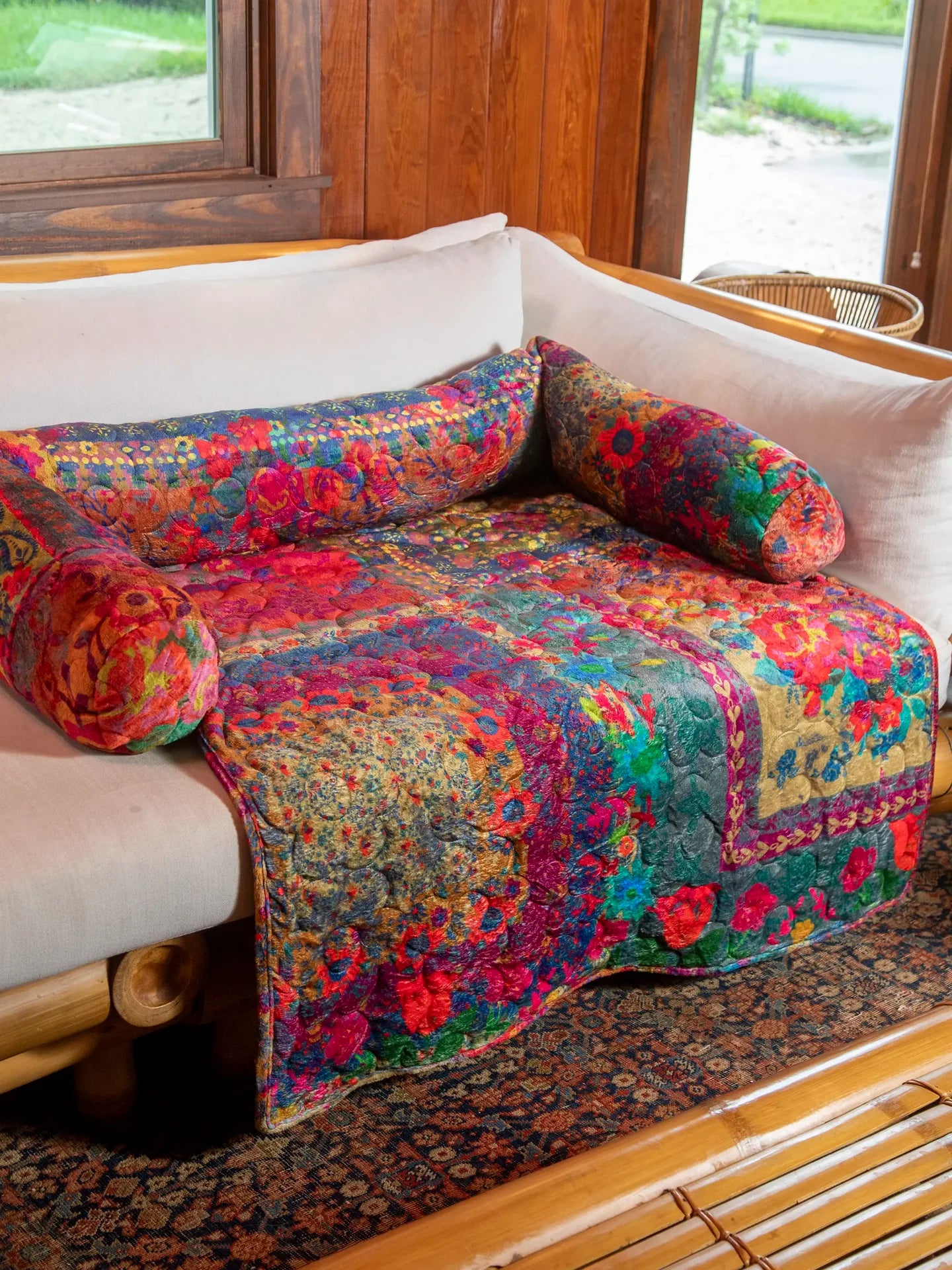 Natural Life Sofa Pet Bed - Rainbow Bandana Patchwork - Lace and Grace Boutique