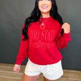 Ohio State Puff Letter Crewneck Sweatshirt - Red