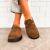 Birkenstock Boston Chunky Suede Leather Clog - Dark Tea/Black - Lace and Grace Boutique