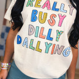 Dilly Dallying Graphic Tee - Ivory - Lace and Grace Boutique