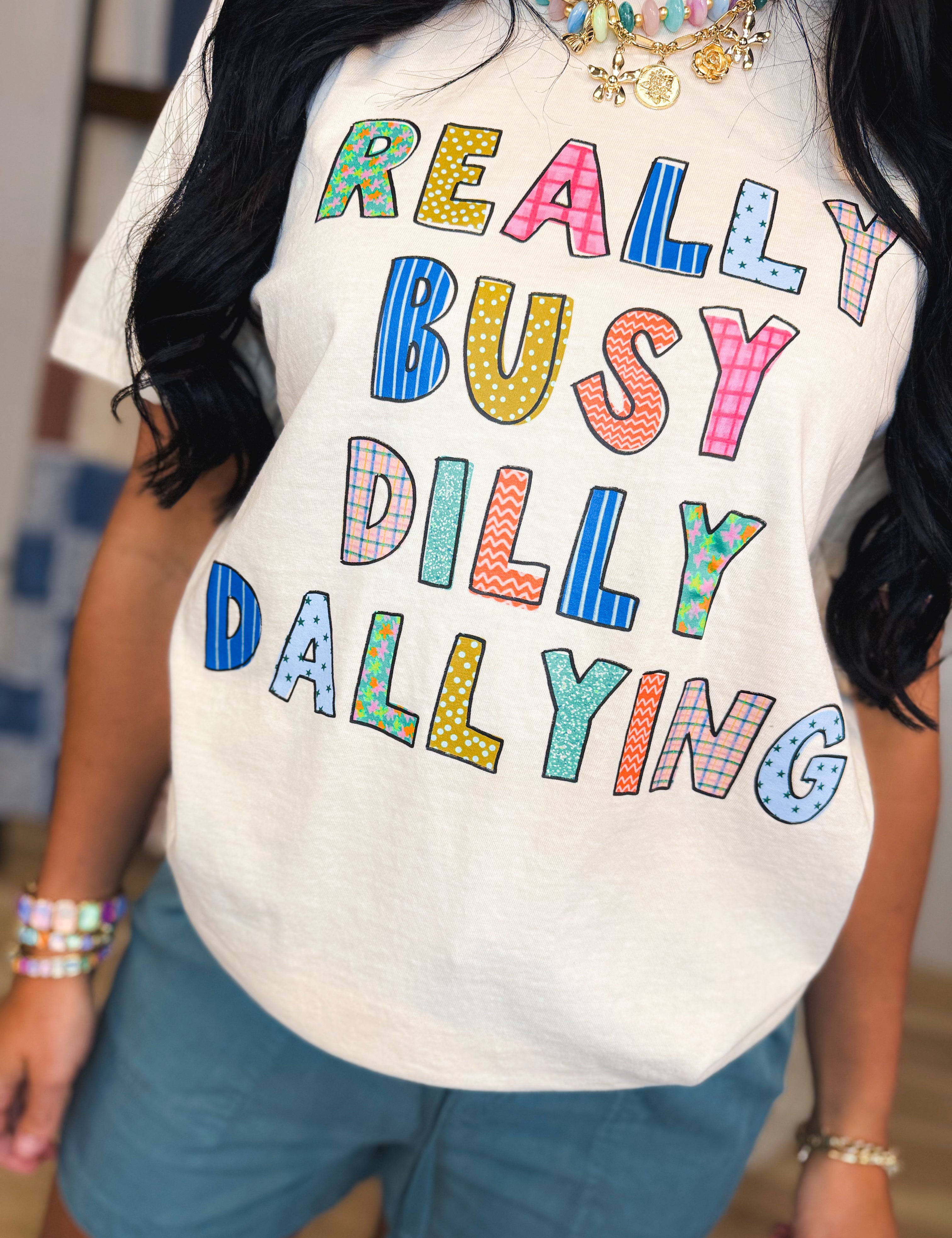 Dilly Dallying Graphic Tee - Ivory - Lace and Grace Boutique