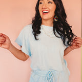 Textured Knit Loose Fit Set - Sky