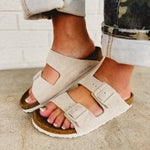 Birkenstock Arizona Suede Leather Sandal - Oyster - Lace and Grace Boutique