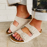 Birkenstock Arizona Suede Leather Sandal - Oyster - Lace and Grace Boutique