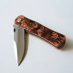 Floral Engraved Rosewood Pocket Knife - Flowers - Lace and Grace Boutique