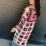 POL Granny Square Crochet Cardigan - Beige Multi - Lace and Grace Boutique