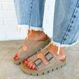 Birkenstock Arizona Pap Chunky Suede Leather Sandal - Taupe Tonal