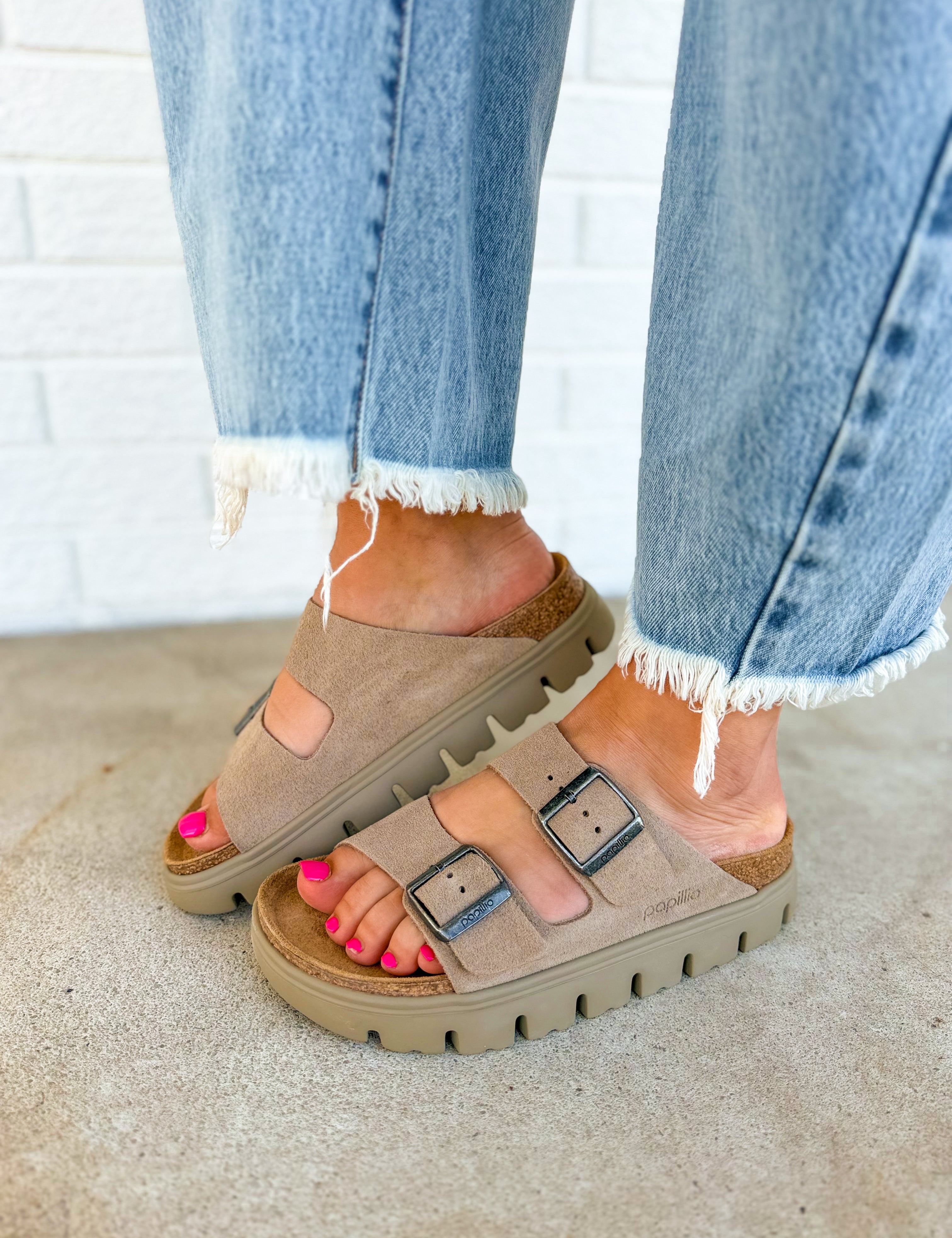 Birkenstock Arizona Pap Chunky Suede Leather Sandal - Taupe Tonal - Lace and Grace Boutique