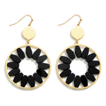 Gold Circular Drop Earrings - Black - Lace and Grace Boutique