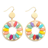 Gold Circular Drop Earrings - Multi - Lace and Grace Boutique