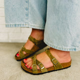 Birkenstock Franca Braided Oiled Leather Sandal - Olive Green