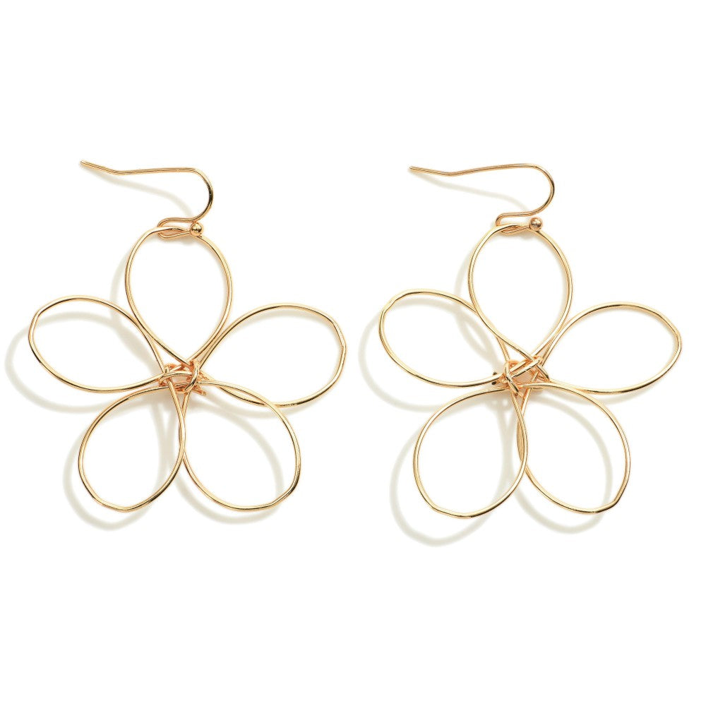 Flower Dangle Earrings - Gold - Lace and Grace Boutique