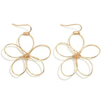 Flower Dangle Earrings - Gold - Lace and Grace Boutique