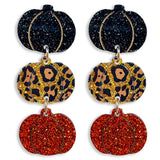Linked Glitter Pumpkin Drop Earrings