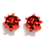 Christmas Bow Stud Earrings - Red - Lace and Grace Boutique