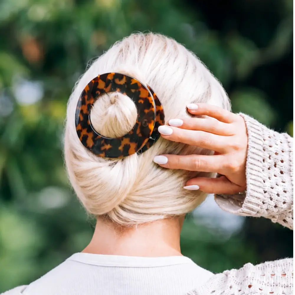 Teleties Flat Circle Hair Clip | Large - Tortoise - Lace and Grace Boutique