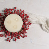 Iced Red Berry Candle Ring - 12in.