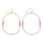 Stone Accent Bead Earrings - Pink - Lace and Grace Boutique