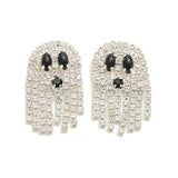 Rhinestone Ghost Tassel Post Drop Earrings