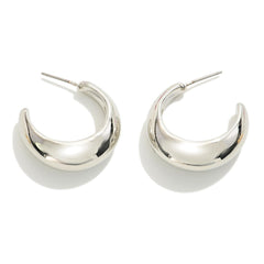 Tapered Silver Hoop Earrings - Lace and Grace Boutique