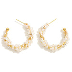 White Beaded Hoop Earrings - Lace and Grace Boutique