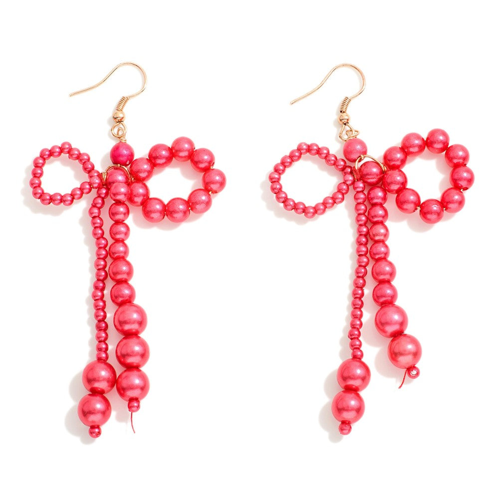 Pink Pearl Bow Earrings - Lace and Grace Boutique