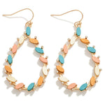 Wood & Rhinestone Teardrop Earrings - Lace and Grace Boutique