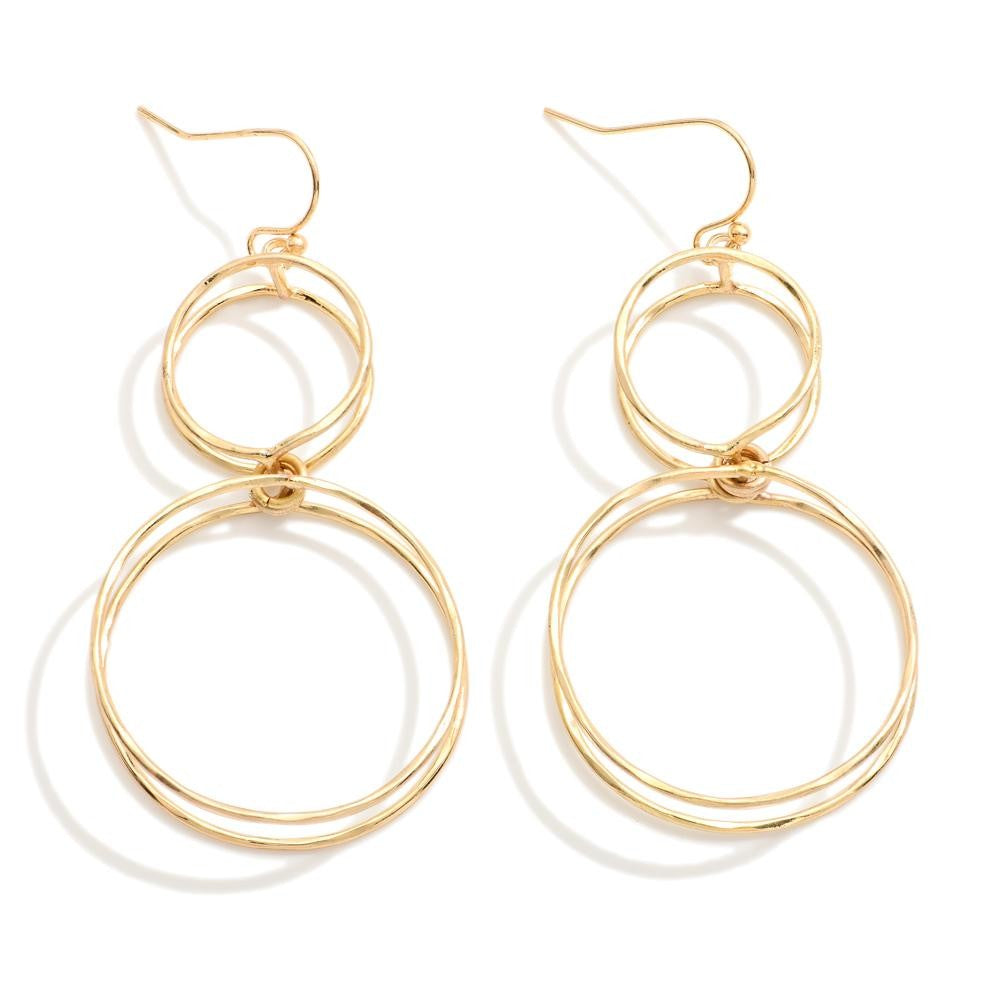 Gold Linked Layered Hoop Drop Earrings - Lace and Grace Boutique