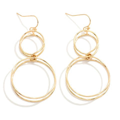 Gold Linked Layered Hoop Drop Earrings - Lace and Grace Boutique