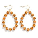 Wood Beaded Teardrop Earrings - Camel - Lace and Grace Boutique