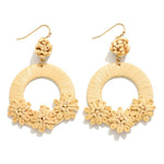 Raffia Wrapped Hoop Drop Earrings - Lace and Grace Boutique