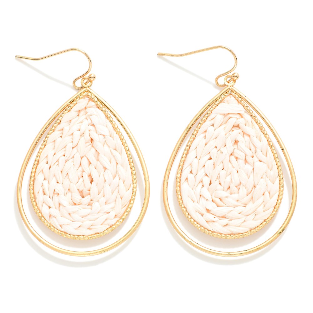 Gold Tone Metal Wire Raffia Earrings - Lace and Grace Boutique