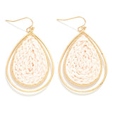 Gold Tone Metal Wire Raffia Earrings - Lace and Grace Boutique